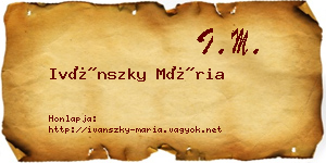 Ivánszky Mária névjegykártya